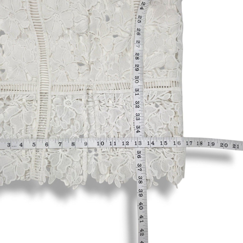 Bardot Botanica Floral Lace Midi Dress Ladder Trim Cutout Back Ivory Coquette 6 - Picture 11 of 11